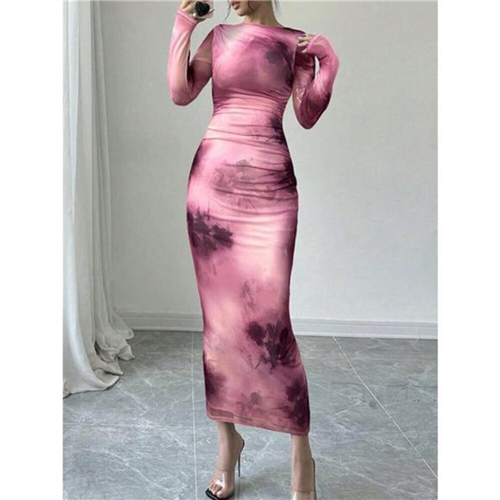 Tie-Dye Bodycon Maxi Dress